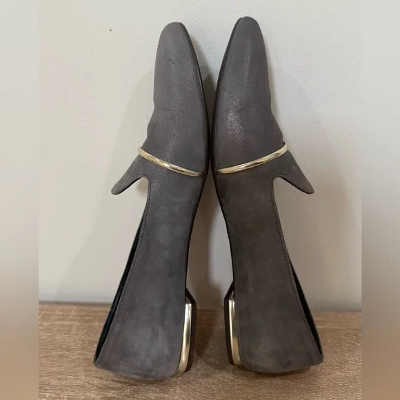 AGL Women's Gray Loafers with Gold Detail - Picture 7 of 8